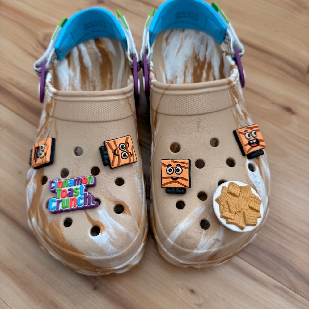 CROCS Tan and White Cinnamon Toast Crunch Clogs